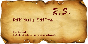 Ráduly Sára névjegykártya